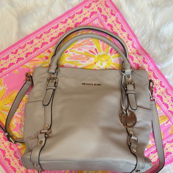 Michael Kors tote crossbody in bone gold bag satchel authentic - Picture 3 of 14